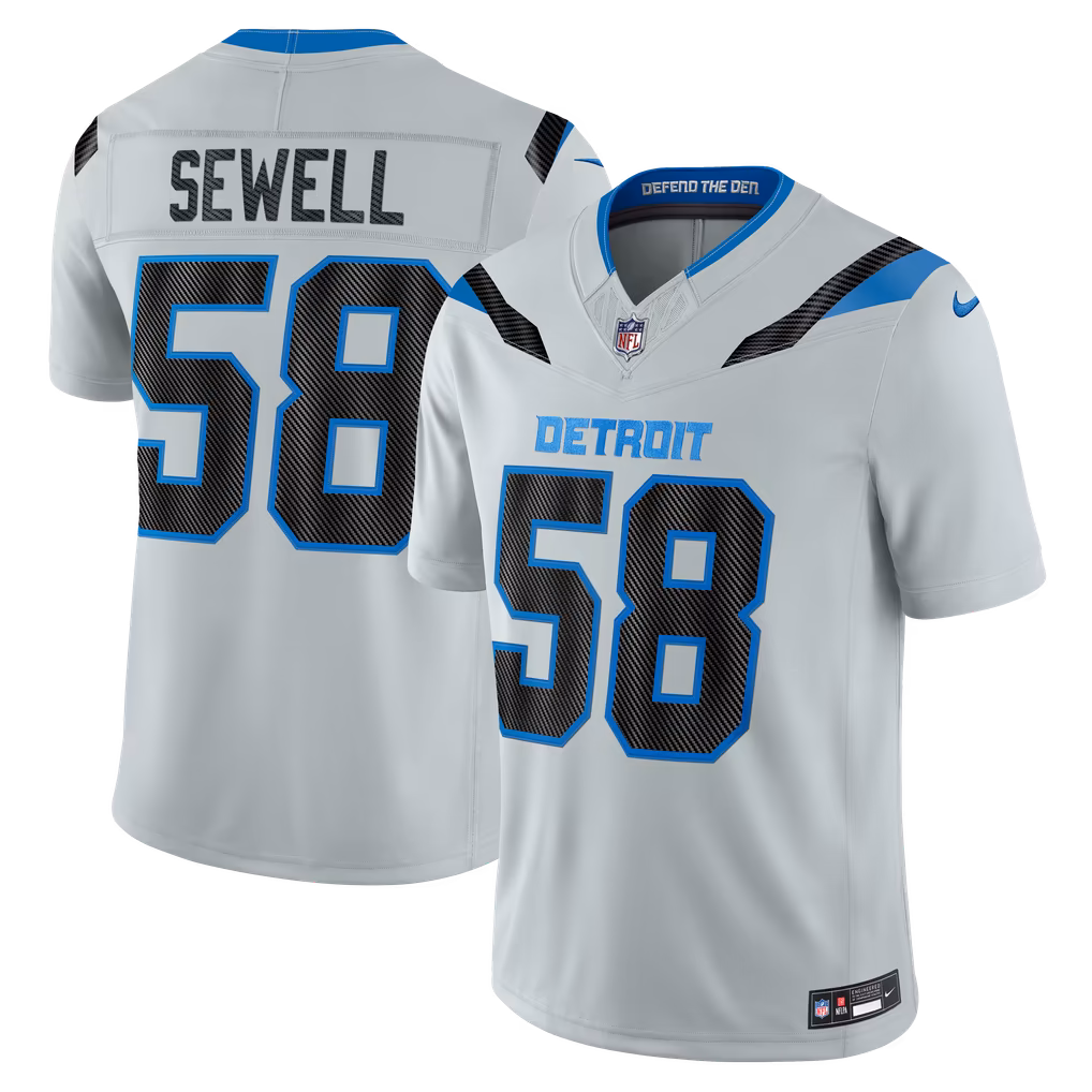 Men's Detroit Lions Penei Sewell Nike Silver 2026 Rivalries Collection Stitched Limited Jersey - Ujersey