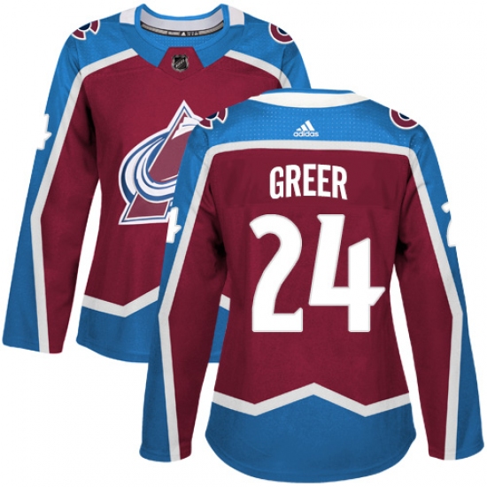 Women's Adidas Colorado Avalanche #24 A.J. Greer Premier Burgundy Red Home NHL Jersey