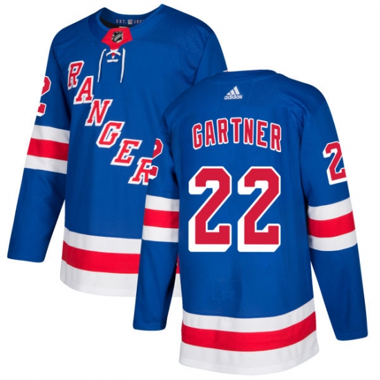 Youth Adidas New York Rangers #22 Mike Gartner Authentic Royal Blue Home NHL Jersey - Ujersey