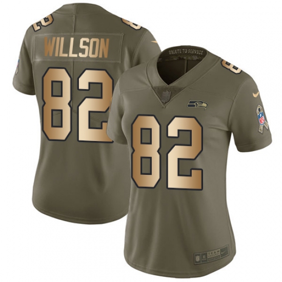 Women's Nike Seattle Seahawks #82 Luke Willson Limited Olive/Gold 2017 Salute to Service NFL Jersey - Ujersey