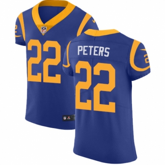 Men's Nike Los Angeles Rams #22 Marcus Peters Royal Blue Alternate Vapor Untouchable Elite Player NFL Jersey - Ujersey