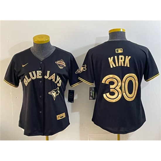 Youth Toronto Blue Jays #30 Alejandro Kirk Black Gold 2025 American League Champions Limited Stitched Jersey - Ujersey