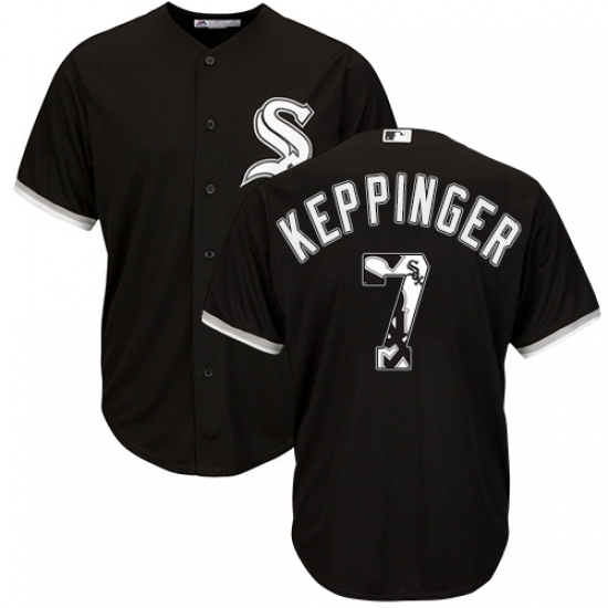 Men's Majestic Chicago White Sox #7 Jeff Keppinger Authentic Black Team Logo Fashion Cool Base MLB Jersey - Ujersey