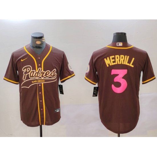 Men's San Diego Padres #3 Jackson Merrill Brown Cool Base Stitched Baseball Jerseys - Ujersey