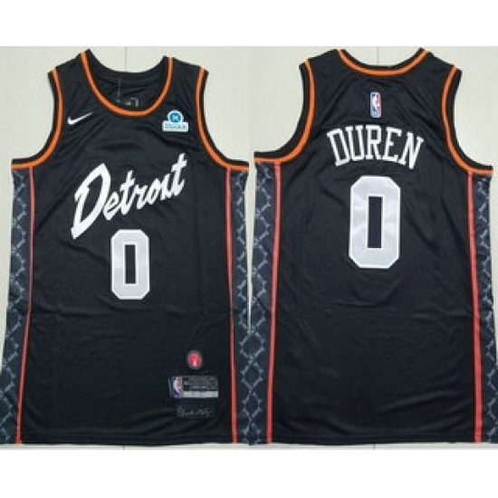 Men's Detroit Pistons #0 Jalen Duren Black 2024 City Icon Sponsor Swingman Jersey - Ujersey