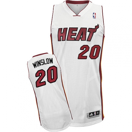 Men's Adidas Miami Heat #20 Justise Winslow Authentic White Home NBA Jersey
