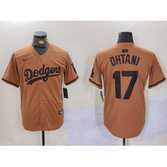 Men's Los Angeles Dodgers #17 Shohei Ohtani Olive Black Cool Base Limited Stitched Jersey - Ujersey