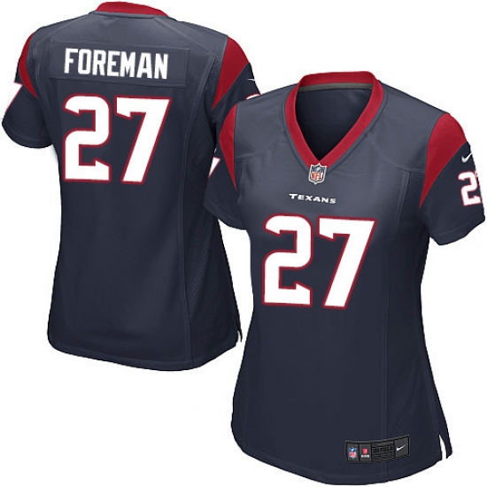 Women's Nike Houston Texans #27 D'Onta Foreman Game Navy Blue Team Color NFL Jersey - Ujersey