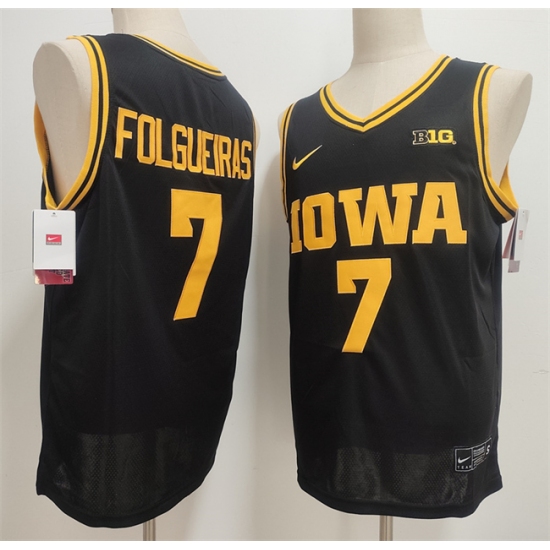 Men's Iowa Hawkeyes #7 Alvaro Folgueiras Black Stitched Jersey - Ujersey