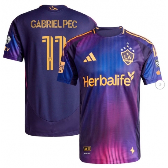 Mens LA Galaxy Gabriel Pec adidas Navy 2025 RIZON Authentic Player Jersey - Ujersey