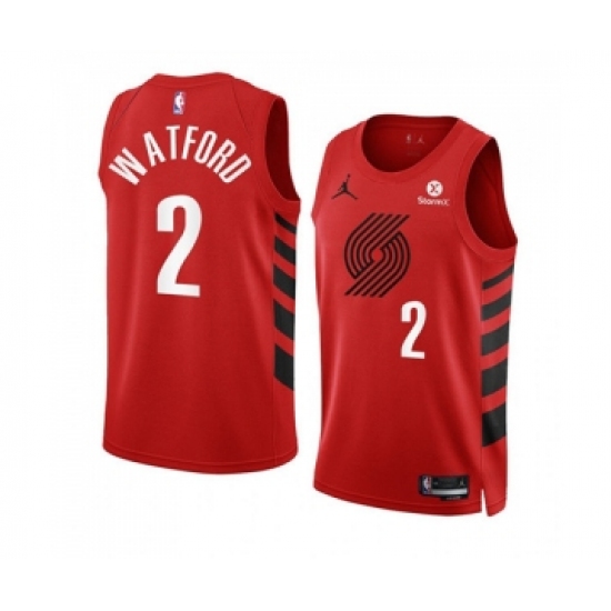 Men's Portland Trail Blazers #2 Trendon Watford 2022-23 Red Statement Edition Swingman Stitched Basketball Jersey - Ujersey
