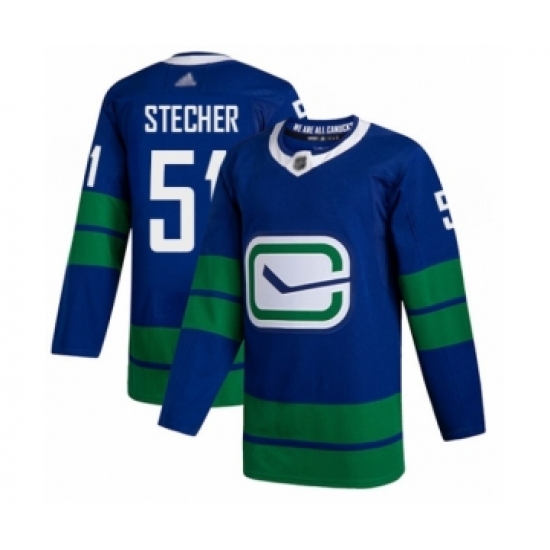 Men's Vancouver Canucks #51 Troy Stecher Authentic Royal Blue Alternate Hockey Jersey - Ujersey