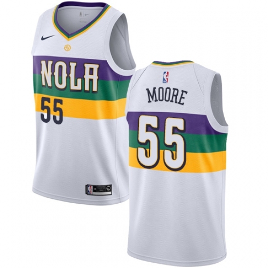 Women's Nike New Orleans Pelicans #55 E Twaun Moore Swingman White NBA Jersey - City Edition - Ujersey