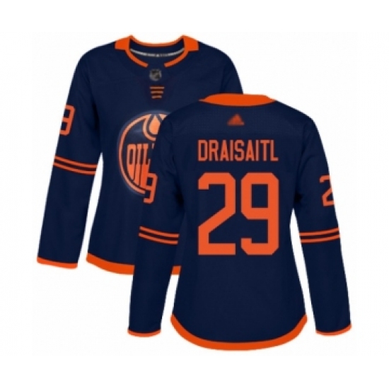 Women's Edmonton Oilers #29 Leon Draisaitl Authentic Navy Blue Alternate Hockey Jersey - Ujersey
