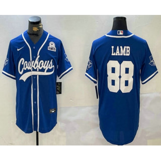 Men's Dallas Cowboys #88 CeeDee Lamb Light Blue 1960 Stitched Cool Base Nike Baseball Jersey - Ujersey