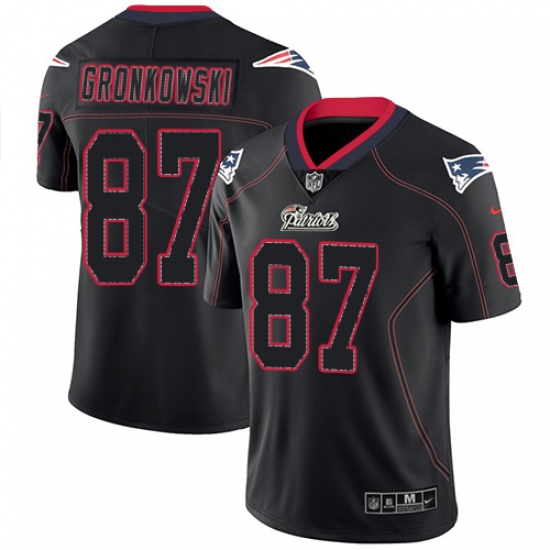 Men's Nike New England Patriots #87 Rob Gronkowski Limited Lights Out Black Rush NFL Jersey - Ujersey