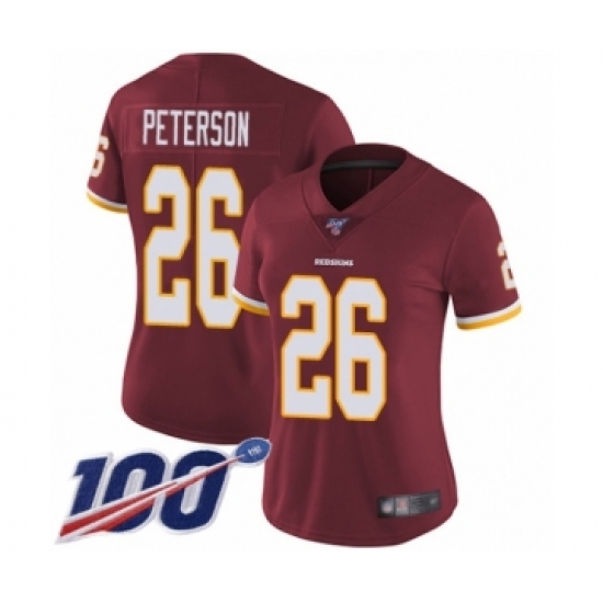 Women's Washington Redskins #26 Adrian Peterson Burgundy Red Team Color Vapor Untouchable Limited Player 100th Season Football Jersey