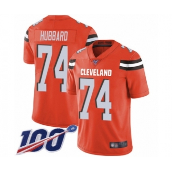 Men's Cleveland Browns #74 Chris Hubbard Orange Alternate Vapor Untouchable Limited Player 100th Season Football Jersey - Ujersey