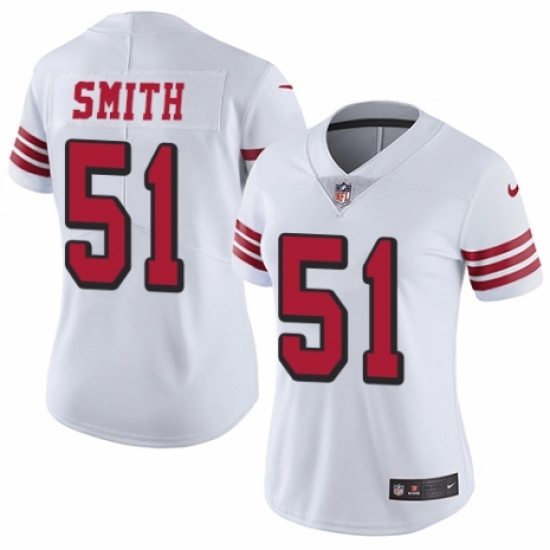 Women's Nike San Francisco 49ers #51 Malcolm Smith Limited White Rush Vapor Untouchable NFL Jersey - Ujersey