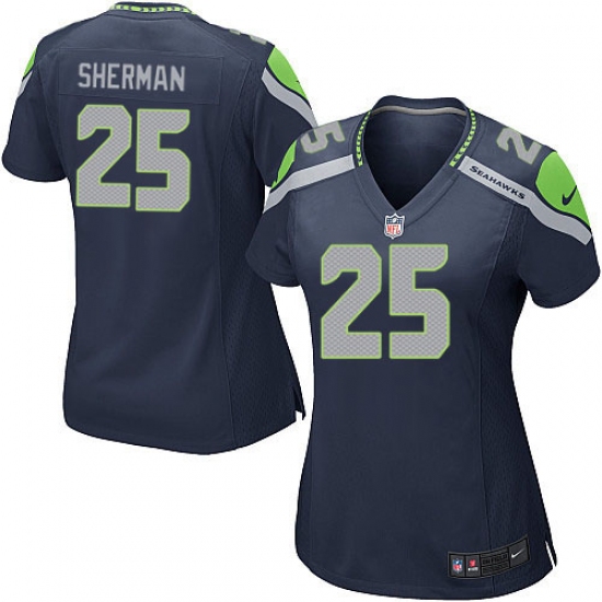 Women's Nike Seattle Seahawks #25 Richard Sherman Game Steel Blue Team Color NFL Jersey - Ujersey