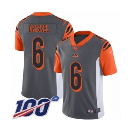Men's Cincinnati Bengals #6 Jeff Driskel Limited Silver Inverted Legend 100th Season Football Jersey - Ujersey
