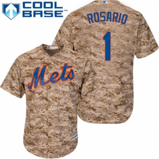 Men's Majestic New York Mets #1 Amed Rosario Authentic Camo Alternate Cool Base MLB Jersey - Ujersey