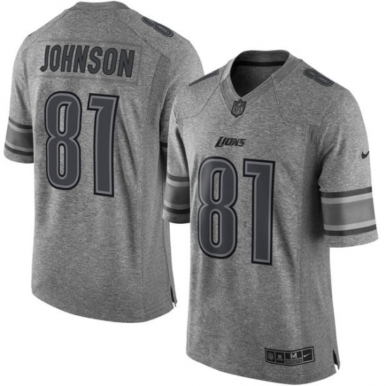 Men's Nike Detroit Lions #81 Calvin Johnson Limited Gray Gridiron NFL Jersey - Ujersey