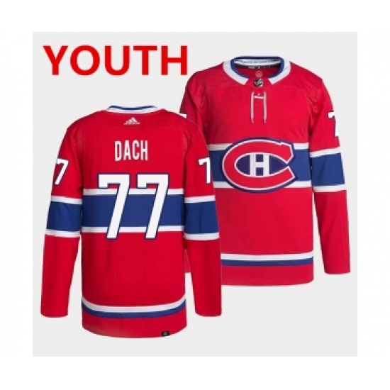 Youth Montreal Canadiens #77 Kirby Dach Red Stitched Jersey - Ujersey