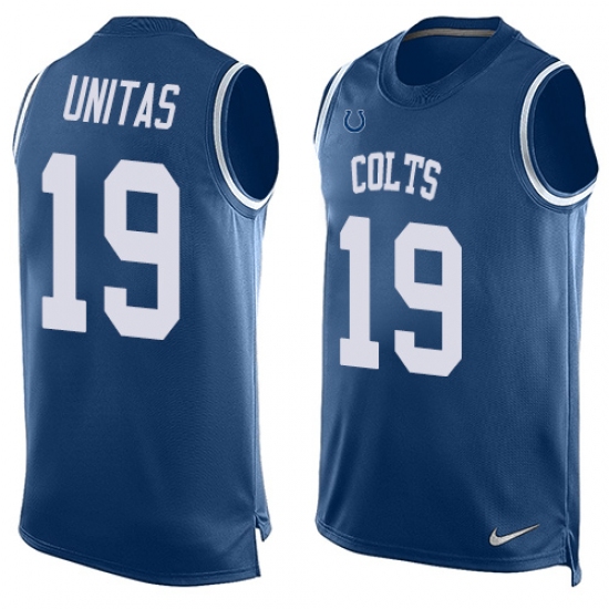 Men's Nike Indianapolis Colts #19 Johnny Unitas Limited Royal Blue Player Name & Number Tank Top NFL Jersey - Ujersey