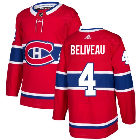 Men's Adidas Montreal Canadiens #4 Jean Beliveau Authentic Red Home NHL Jersey - Ujersey