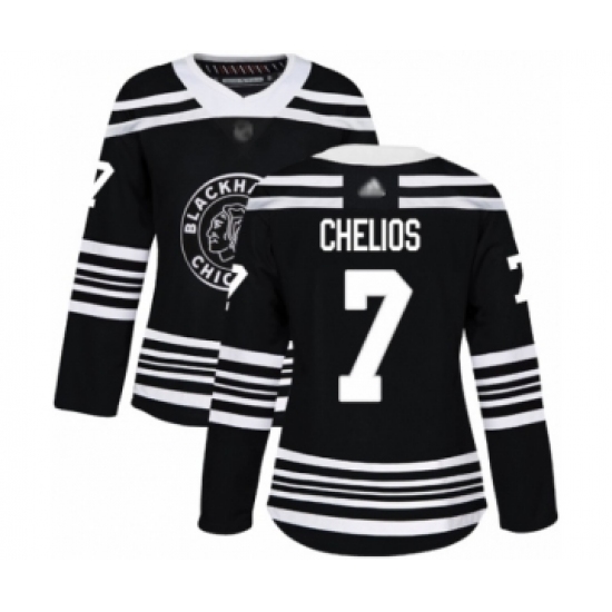 Women's Chicago Blackhawks #7 Chris Chelios Authentic Black Alternate Hockey Jersey - Ujersey