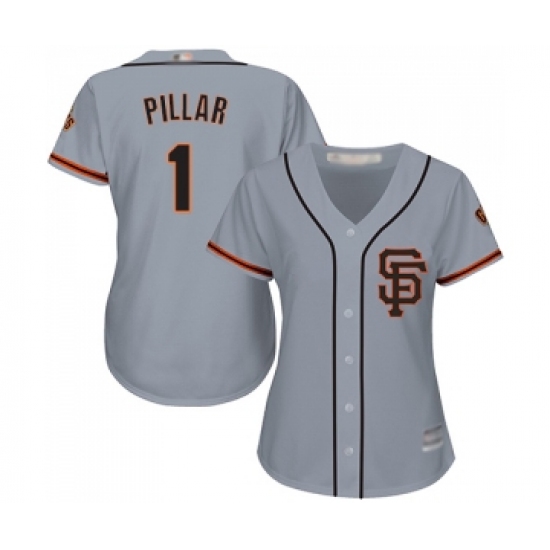 Women's San Francisco Giants #1 Kevin Pillar Replica Grey Road 2 Cool Base Baseball Jersey - Ujersey