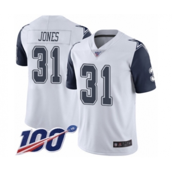 Men's Dallas Cowboys #31 Byron Jones Limited White Rush Vapor Untouchable 100th Season Football Jersey - Ujersey