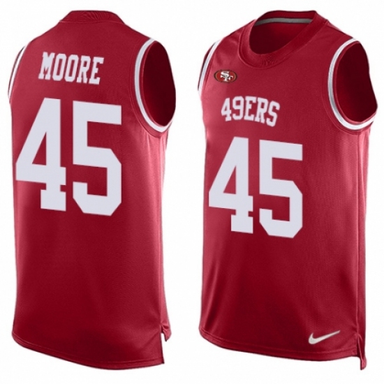 Men's Nike San Francisco 49ers #45 Tarvarius Moore Limited Red Player Name & Number Tank Top NFL Jersey - Ujersey