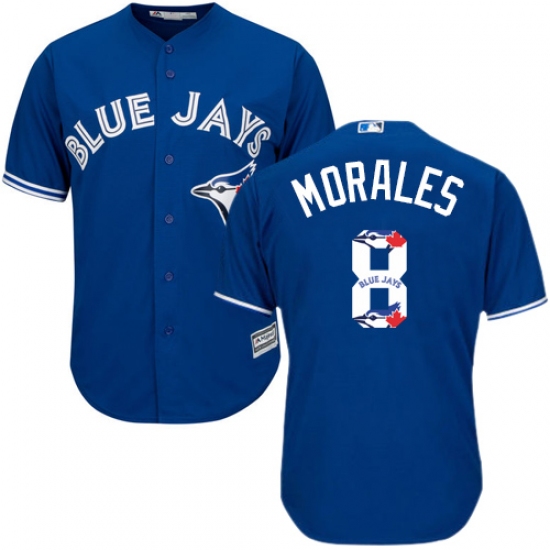 Men's Majestic Toronto Blue Jays #8 Kendrys Morales Authentic Blue Team Logo Fashion MLB Jersey - Ujersey