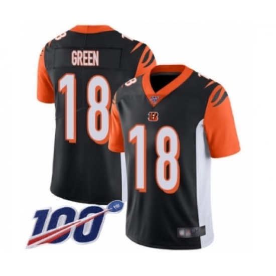 Men's Cincinnati Bengals #18 A.J. Green Black Team Color Vapor Untouchable Limited Player 100th Season Football Jersey - Ujersey