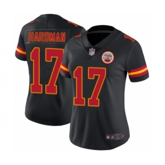 Women's Kansas City Chiefs #17 Mecole Hardman Limited Black Rush Vapor Untouchable Football Jersey - Ujersey