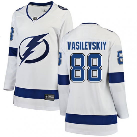 Women's Tampa Bay Lightning #88 Andrei Vasilevskiy Fanatics Branded White Away Breakaway NHL Jersey - Ujersey