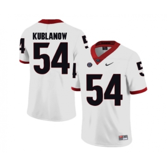 Georgia Bulldogs 54 Brandon Kublanow White College Football Jersey - Ujersey