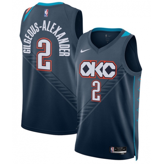 Men's Oklahoma City Thunder #2 Shai Gilgeous-Alexander Navy 2025-26 City Edition Swingman Stitched Basketball Jersey - Ujersey