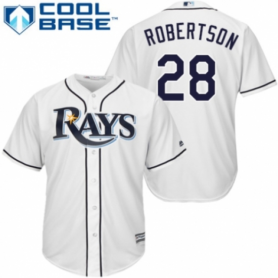 Youth Majestic Tampa Bay Rays #28 Daniel Robertson Authentic White Home Cool Base MLB Jersey - Ujersey