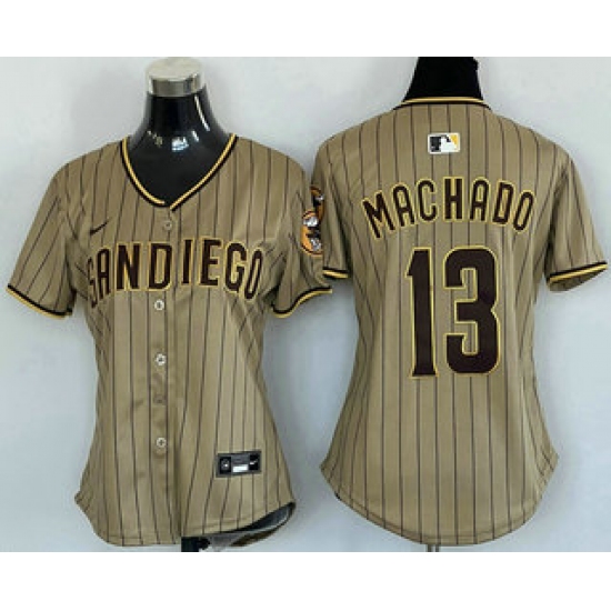 Women's San Diego Padres #13 Manny Machado Khaki Limited Cool Base Jersey - Ujersey