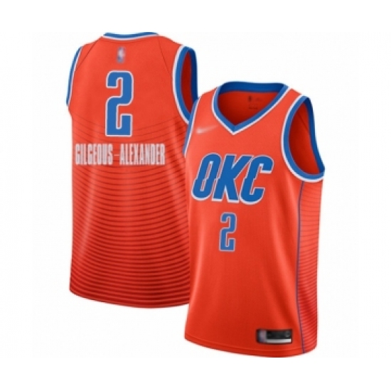 Men's Oklahoma City Thunder #2 Shai Gilgeous-Alexander Authentic Orange Finished Basketball Jersey - Statement Edition - Ujersey