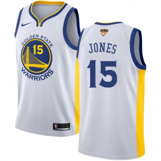 Men's Nike Golden State Warriors #15 Damian Jones Authentic White Home 2018 NBA Finals Bound NBA Jersey - Association Edition - Ujersey
