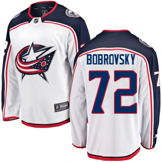 Youth Columbus Blue Jackets #72 Sergei Bobrovsky Fanatics Branded White Away Breakaway NHL Jersey - Ujersey
