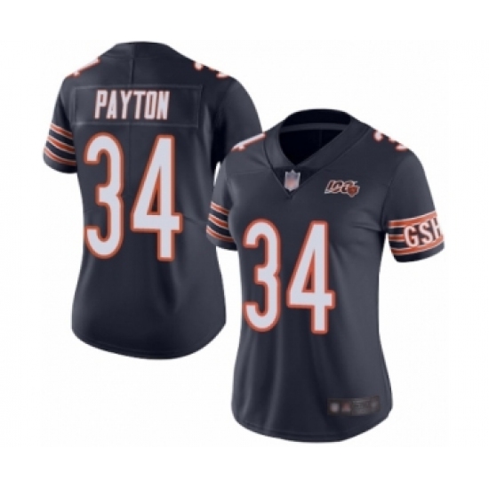 Women's Chicago Bears #34 Walter Payton Navy Blue Team Color 100th Season Limited Football Jersey - Ujersey
