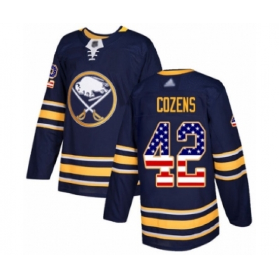 Men's Buffalo Sabres #42 Dylan Cozens Authentic Navy Blue USA Flag Fashion Hockey Jersey