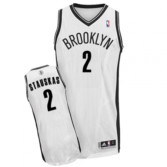Men's Adidas Brooklyn Nets #2 Nik Stauskas Authentic White Home NBA Jersey - Ujersey