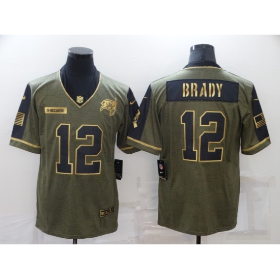 Men's Tampa Bay Buccaneers #12 Tom Brady Nike Gold 2021 Salute To Service Limited Player Jersey - Ujersey