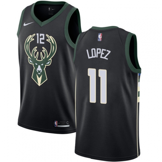 Youth Nike Milwaukee Bucks #11 Brook Lopez Swingman Black NBA Jersey - Statement Edition - Ujersey